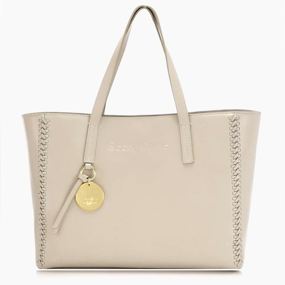 See by Chloé Tilda Leather Braided Tote In Cement Beige - Picture 4 of 16